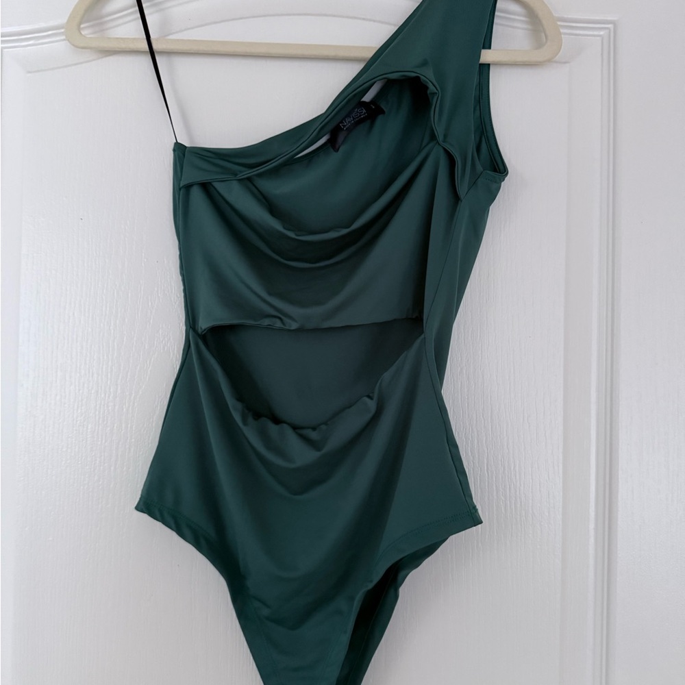 One-Shoulder Green Bodysuit